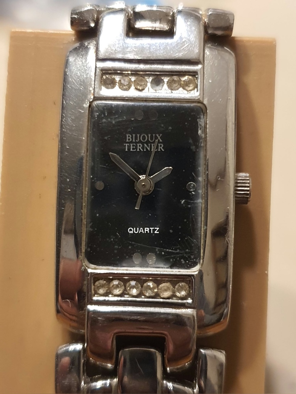 🦋10/$20🦋 Bijoux Terner Silver/Black Rhinestone Stainless Steel Women's Watch